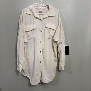 Ashley by 26 International Corduroy utility button down white Medium jacket
